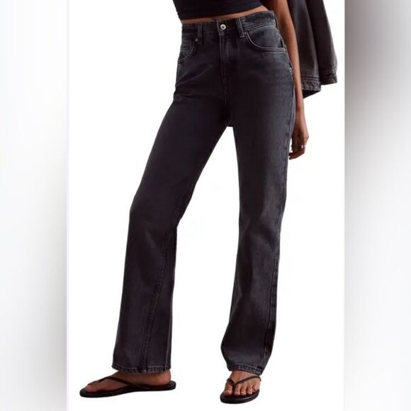 Free People Denim - We the Free x Free People Straight Jeans, Faded Black, Size 29